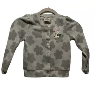 Disney Junior Minnie Girls Cardigan Sweater Green Long Sleeve Soft Size 5t